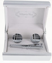 Load image into Gallery viewer, Vittorio Vico Plain Gold Cufflinks &amp; Tie Bar Set
