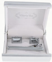 Load image into Gallery viewer, Vittorio Vico Plain Gold Cufflinks &amp; Tie Bar Set
