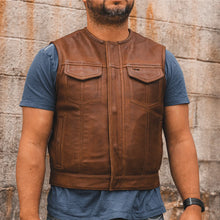 Load image into Gallery viewer, Lowside Men's Perforated Motorcycle Leather Vest

