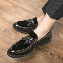 Load image into Gallery viewer, Mandotos College Inspired Leather Loafers For Men Blue Premium Handcrafted Dress Shoes
