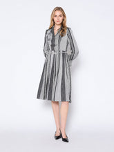 Load image into Gallery viewer, Color Block Satin Lapel Collared Belted Dress
