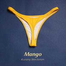 Load image into Gallery viewer, Colorful Bikini Thong Swimwear Women Swimsuit Top And Bottoms T-Back Brazilian Swimming Women's Strappy Triangle Bikini Sets High Cut Cheeky Thong Bottom Swimsuits
