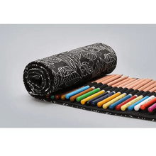 Load image into Gallery viewer, Colorful Roll Up Pencil Case Canvas Flowers Style Colored Pencils Wrap Multi-Purpose Pen Holder Cute Case
