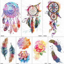 Load image into Gallery viewer, Colorful Tribal Tattoo Feather Temporary Tattoos Custom Waterproof Modern Tatoos Luxury Design
