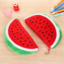Load image into Gallery viewer, Colorful Watermelon Shaped Plush Soft Students Pencil Case  Makeup Pouch Cute Design
