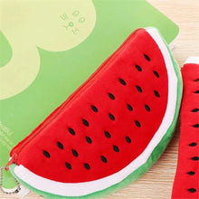 Load image into Gallery viewer, Colorful Watermelon Shaped Plush Soft Students Pencil Case  Makeup Pouch Cute Design
