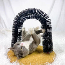 Load image into Gallery viewer, Comfortable Arch Cats Massager Pet Cat Itching Grooming Supplies Round Fleece Base Kitten Bristle Ring Brush and Carpet Base Groomer Massager Scratcher for Controlling Shedding Healthy Fur and Claws Toy Scratching Device Brush for Pets

