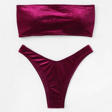 Load image into Gallery viewer, Comfortable Bathing Suit Women Velvet Bikini Swimsuit Women Bikini Set Swimsuit Bathing Suit Solid Swimming Suit Party Purple 2 Piece Swimwear Female Summer Beachwear
