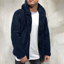 Load image into Gallery viewer, Comfortable Winter Unisex Jacket Fluffy Thick Warm Jacket Long Sleeve Hooded Coat Soft Coat Jacket Warm Casual Button Jacket Elegant Modern Autumn Plush Buttons Closure Thick Men Coat For Outdoor
