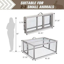 Load image into Gallery viewer, Compact Grey Rabbit Hutch with Folding Runway

