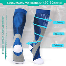 Load image into Gallery viewer, Compression Socks Nylon Medical Nursing Stockings Specializes Outdoor Cycling Sport Socks Men,20-30mmhg Run Nurse Socks for Edema Diabetic Varicose Veins Fast-drying Breathable Adult Sports Socks
