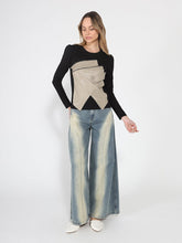 Load image into Gallery viewer, Contrast Color Asymmetrical Detail Long Sleeve Top
