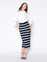 Load image into Gallery viewer, Contrast Color Striped Midi Bandage Bodycon Skirt
