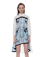 Load image into Gallery viewer, Contrast Graphic Loose Fit Asymmetric Shirt Dress
