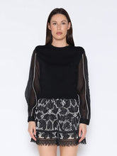 Load image into Gallery viewer, Contrast-Stitch Detail Cuff Sleeve Ribbed Body Top
