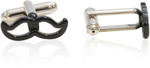 Load image into Gallery viewer, Movember Black Moustache Cufflinks
