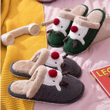 Load image into Gallery viewer, Cotton Slippers Winter Cute Couple Soft Bottom Indoor Non-slip Home Furry Shoes Christmas Deer Slippers Plush Fluffy Memory Foam Slip On House Slippers Cozy Warm Winter House Shoes Soft Comfy Anti-Skid Slippers
