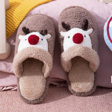 Load image into Gallery viewer, Cotton Slippers Winter Cute Couple Soft Bottom Indoor Non-slip Home Furry Shoes Christmas Deer Slippers Plush Fluffy Memory Foam Slip On House Slippers Cozy Warm Winter House Shoes Soft Comfy Anti-Skid Slippers
