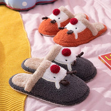 Load image into Gallery viewer, Cotton Slippers Winter Cute Couple Soft Bottom Indoor Non-slip Home Furry Shoes Christmas Deer Slippers Plush Fluffy Memory Foam Slip On House Slippers Cozy Warm Winter House Shoes Soft Comfy Anti-Skid Slippers
