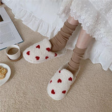 Load image into Gallery viewer, Cotton Slippers Women's Autumn Winter Fashion Style Plush Indoor Warm Women's Shoes Warm Slippers Memory Foam Cotton Home Slippers Soft Plush House Heart Cute Design Slippers
