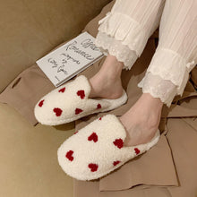 Load image into Gallery viewer, Cotton Slippers Women's Autumn Winter Fashion Style Plush Indoor Warm Women's Shoes Warm Slippers Memory Foam Cotton Home Slippers Soft Plush House Heart Cute Design Slippers
