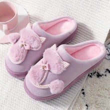 Load image into Gallery viewer, Cotton Women Cute Slippers Indoor Shoes For Women Winter Home Slippers Warm Footwear Winter Cotton Slippers Memory Foam House Slippers Cozy Fluffy Bedroom Couples Slippers
