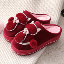 Load image into Gallery viewer, Cotton Women Cute Slippers Indoor Shoes For Women Winter Home Slippers Warm Footwear Winter Cotton Slippers Memory Foam House Slippers Cozy Fluffy Bedroom Couples Slippers
