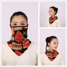 Load image into Gallery viewer, Cotton Women Mask Scarf Face Mascarillas Wraps Floral Print Lady Warm Neck Scarves Foulard Bandana Reusable Outdoor Riding Masks Scarf Neck Gaiter Headwear Headband Head Wrap Scarf Mask Neck Ear Warmers Headbands Perfect Bandana
