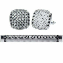 Load image into Gallery viewer, Vittorio Vico Silver Rhinestone Cufflinks &amp; Tie Bar Set
