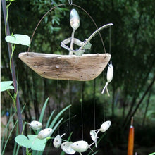 Load image into Gallery viewer, Creative Fishing Man Spoon Fish Sculptures Wind Chime Home Bedroom Painted Fish Mobile Tropical Fish Home Decor  Yard Garden Hanging Ornament Decoration

