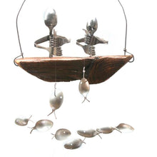 Load image into Gallery viewer, Creative Fishing Man Spoon Fish Sculptures Wind Chime Home Bedroom Painted Fish Mobile Tropical Fish Home Decor  Yard Garden Hanging Ornament Decoration
