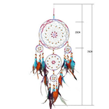 Load image into Gallery viewer, Creative Handmade Five-ring Dream Catcher Pendant Living Room Bedroom Decor Beautiful Hanging Ornament Elegant Wall Art Decoration For Windows Balcony Bedroom &amp; Wedding Party Gift For Girls  Kids
