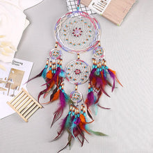 Load image into Gallery viewer, Creative Handmade Five-ring Dream Catcher Pendant Living Room Bedroom Decor Beautiful Hanging Ornament Elegant Wall Art Decoration For Windows Balcony Bedroom &amp; Wedding Party Gift For Girls  Kids
