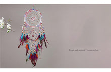 Load image into Gallery viewer, Creative Handmade Five-ring Dream Catcher Pendant Living Room Bedroom Decor Beautiful Hanging Ornament Elegant Wall Art Decoration For Windows Balcony Bedroom &amp; Wedding Party Gift For Girls  Kids
