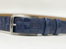 Load image into Gallery viewer, Crocodile Printed Leather Belt Navy
