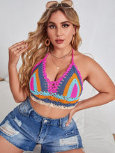 Load image into Gallery viewer, Crochet Bikini Sets Multi Color Knitted Rainbow Striped Off Shoulder Top Bottom Bikini Women's Crochet Striped Lace Up  Shorts Bikini Set 2 PCS Knit Bathing Suit Swimsuit Beachwear Bathing Suit Women Swimsuit
