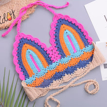 Load image into Gallery viewer, Crochet Bikini Sets Multi Color Knitted Rainbow Striped Off Shoulder Top Bottom Bikini Women's Crochet Striped Lace Up  Shorts Bikini Set 2 PCS Knit Bathing Suit Swimsuit Beachwear Bathing Suit Women Swimsuit

