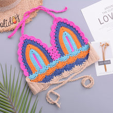 Load image into Gallery viewer, Crochet Bikini Sets Multi Color Knitted Rainbow Striped Off Shoulder Top Bottom Bikini Women's Crochet Striped Lace Up  Shorts Bikini Set 2 PCS Knit Bathing Suit Swimsuit Beachwear Bathing Suit Women Swimsuit

