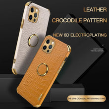 Load image into Gallery viewer, Crocodile Leather Case For iPhone 13 12 Mini Shockproof Magnetic Ring Holder Phone Cover Ultra-thin Soft Crocodile Leather Shockproof Bumper With Ring Bracket Protective Cover for iPhone
