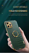 Load image into Gallery viewer, Crocodile Leather Case For iPhone 13 12 Mini Shockproof Magnetic Ring Holder Phone Cover Ultra-thin Soft Crocodile Leather Shockproof Bumper With Ring Bracket Protective Cover for iPhone
