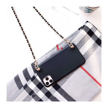 Load image into Gallery viewer, Crossbody Necklace Phone Case for Xiaomi Redmi Note 11 10 9 Pro 11s 10s 9T Mi 11T 10T Strap Leather Bracelet Chain Cover Crossbody Phone Case Black Leather with Gold Chain Unique Design Leather Phone Case

