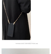 Load image into Gallery viewer, Crossbody Necklace Phone Case for Xiaomi Redmi Note 11 10 9 Pro 11s 10s 9T Mi 11T 10T Strap Leather Bracelet Chain Cover Crossbody Phone Case Black Leather with Gold Chain Unique Design Leather Phone Case
