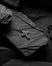 Load image into Gallery viewer, Stone Cross Pendant - Sterling Silver Set
