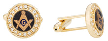 Load image into Gallery viewer, Crystal Gold Masonic Cufflinks
