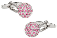 Load image into Gallery viewer, Crystal Pink Ball Cufflinks
