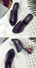 Load image into Gallery viewer, Crystal Sandals Open Toe Square Heels Spring Summer Shoes Sandals Women Footwear Low Block Heels Mules Open Toe Ankle Strap Sandals Square Toe Mixed Colors Beautiful Sandals
