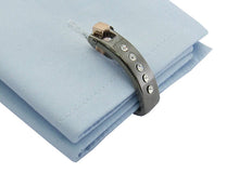 Load image into Gallery viewer, Crystal Wedge Cufflinks in Gun Metal
