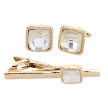Load image into Gallery viewer, Vittorio Vico Square Colored Crystal Cufflinks &amp; Tie Bar Set
