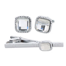 Load image into Gallery viewer, Vittorio Vico Square Colored Crystal Cufflinks &amp; Tie Bar Set

