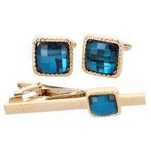 Load image into Gallery viewer, Vittorio Vico Square Colored Crystal Cufflinks &amp; Tie Bar Set
